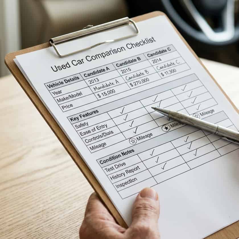 A Step-by-Step Used Car Shortlist and Comparison Guide for Seniors